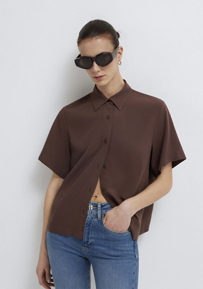 Mavi Kahverengi Loose Fit Kadın Gömlek 1211613-87537