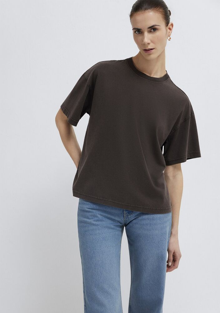 Mavi Kahverengi Loose Fit Kadın Tişört 1614313-70236