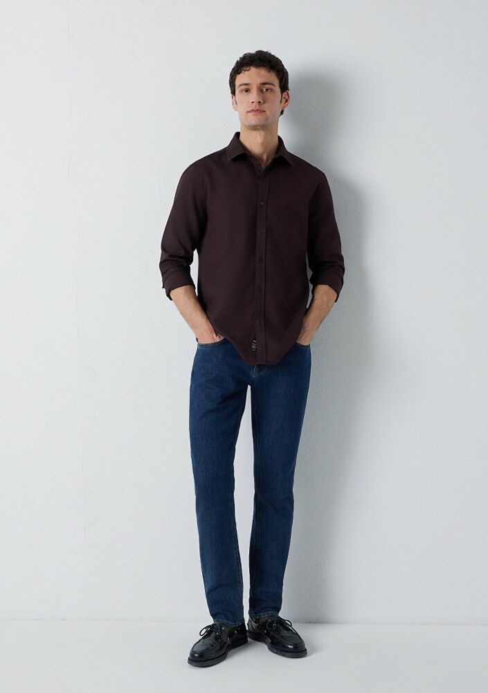 Mavi Kahverengi Slim Fit Erkek Gömlek 0211656-90704