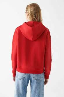 Mavi Kapişonlu Acı Kırmızı Kadın Sweat 167299-82054 - 4