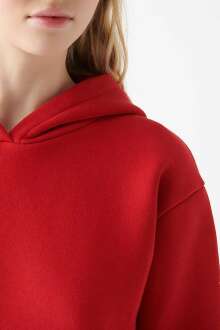 Mavi Kapişonlu Acı Kırmızı Kadın Sweat 167299-82054 - 5
