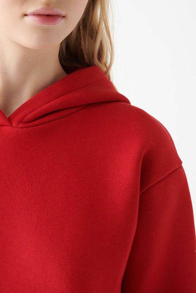 Mavi Kapişonlu Acı Kırmızı Kadın Sweat 167299-82054 - 5