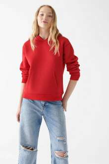 Mavi Kapişonlu Acı Kırmızı Kadın Sweat 167299-82054 - Mavi (1)