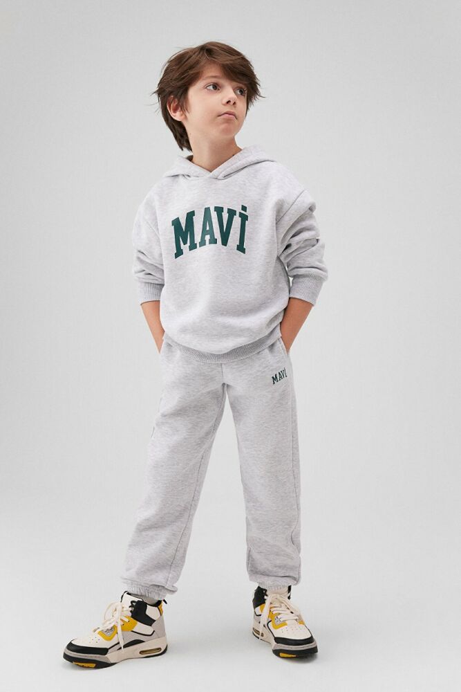 Mavi Kapişonlu Açık Gri Çocuk Sweat 6610110-88467 - 1