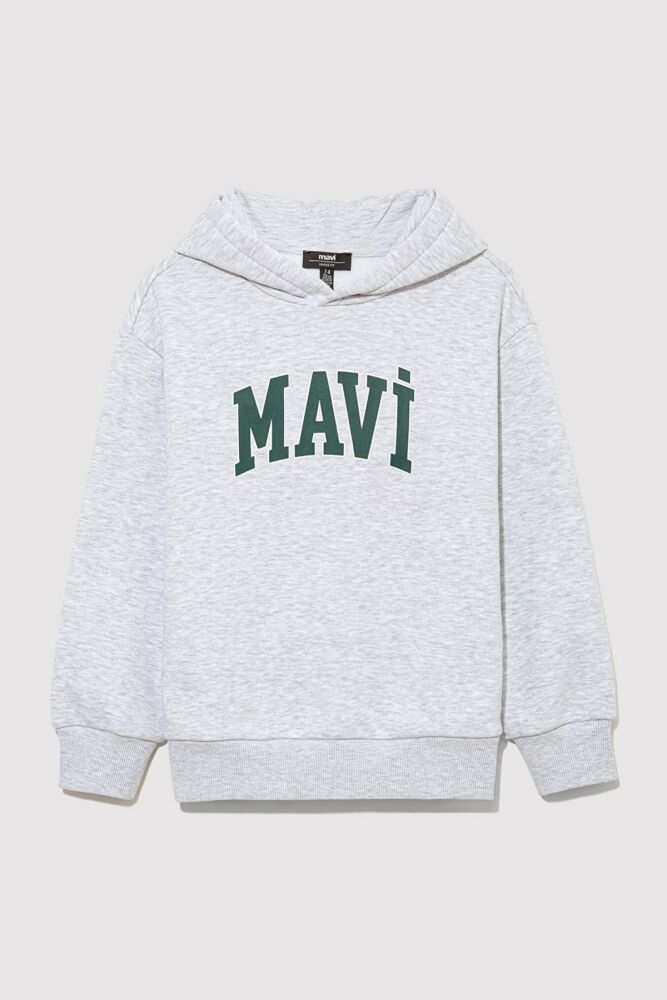 Mavi Kapişonlu Açık Gri Çocuk Sweat 6610110-88467 - 2