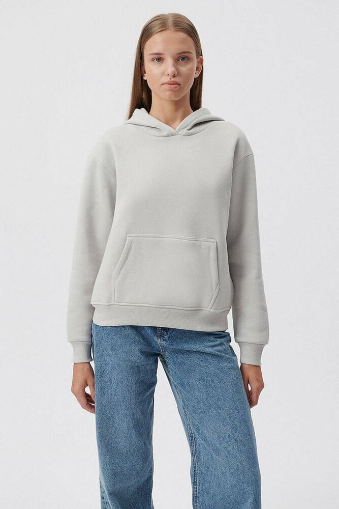 Mavi Kapişonlu Açık Gri Kadın Sweat 167299-70074 - 3