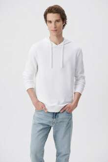 Mavi Kapisonlu Beyaz Erkek Sweat 065779-620 - Mavi (1)