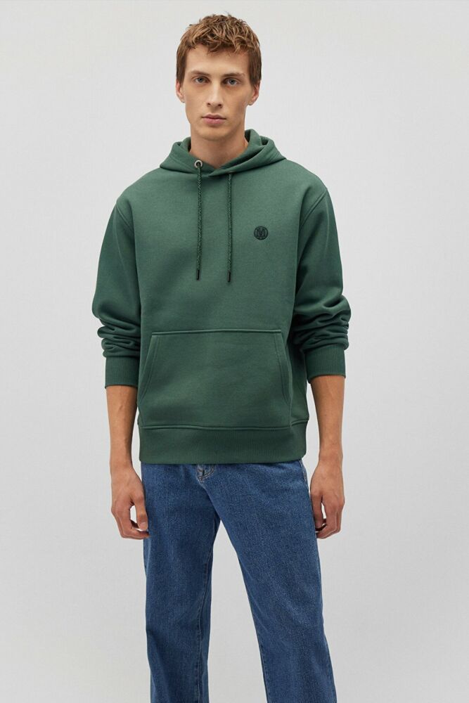 Mavi Kapişonlu Derin Orman Yeşili Erkek Sweat 065809-71580 (1)