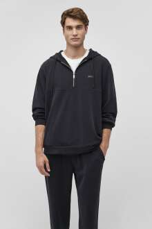 Mavi Kapişonlu Fermuarlı Jet Siyah Erkek Sweat 0S10209-71379 - Mavi (1)