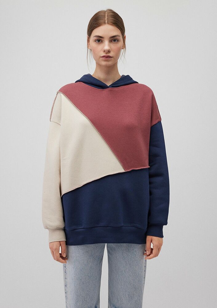 Mavi Kapişonlu Kadın Sweat 1S10170-70399 - 3
