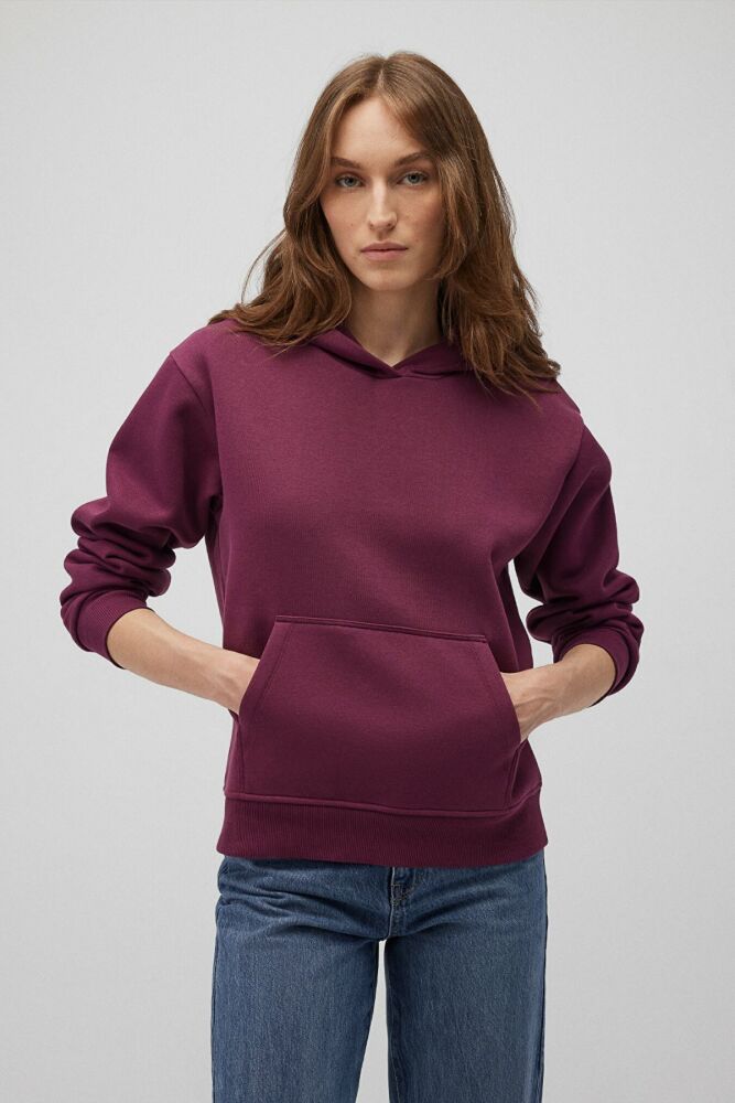 Mavi Kapişonlu Koyu Şarap Kadın Sweat 167299-70670