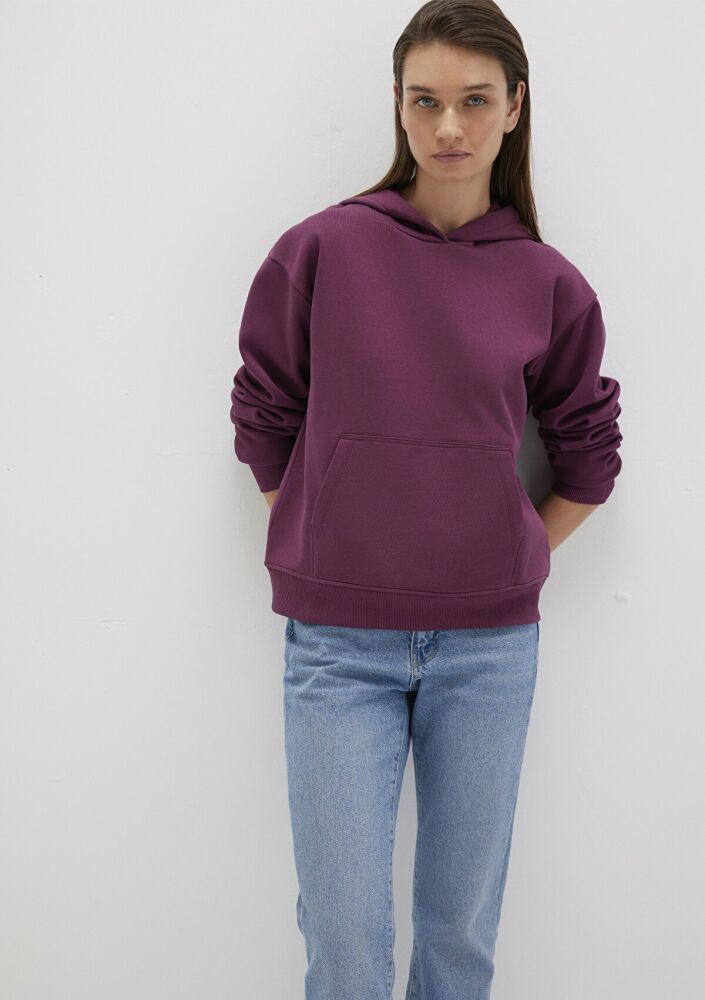 Mavi Kapişonlu Koyu Şarap Kadın Sweat 167299-70670 (1)