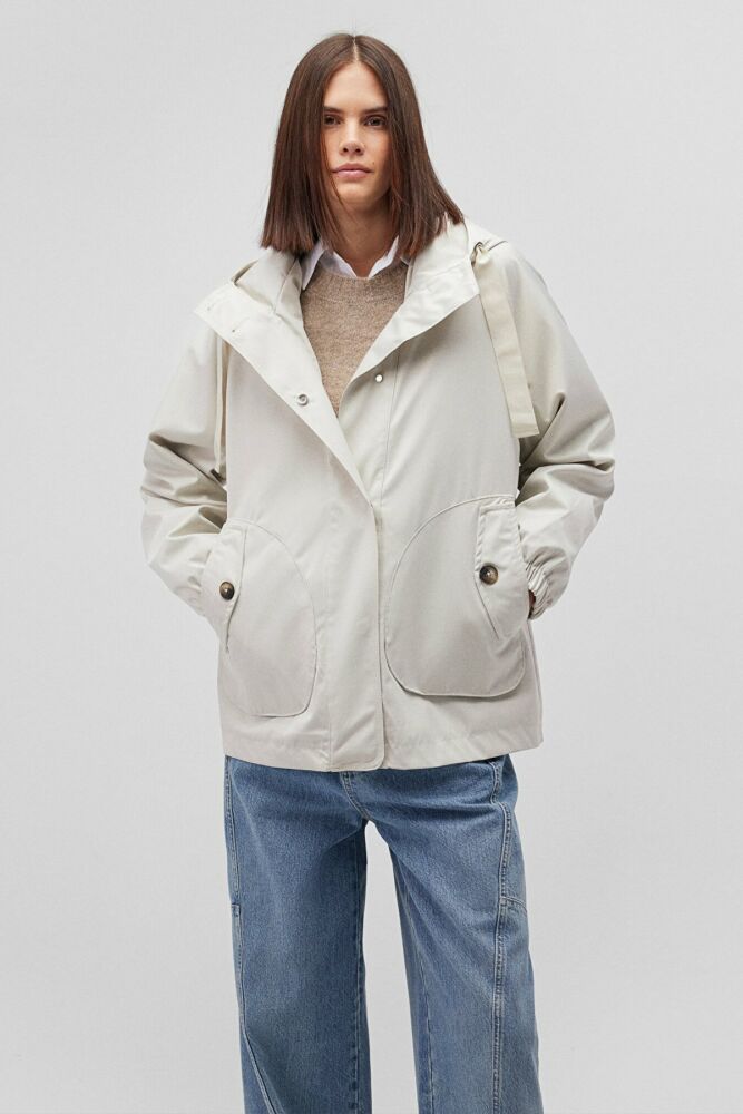 Mavi Kapişonlu Kum Beji Kadın Ceket 1110014-70134