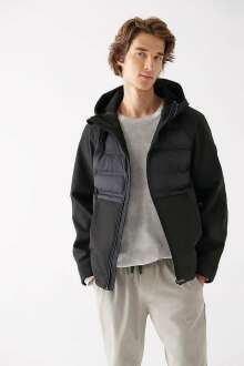 Mavi Kapişonlu Scuba Siyah Erkek Mont 0110047-900 - Mavi (1)