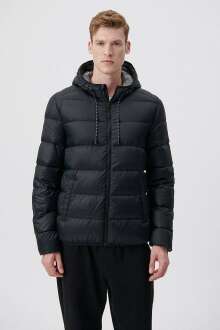 Mavi Kapişonlu Siyah Erkek Mont 0110267-900 - Mavi (1)