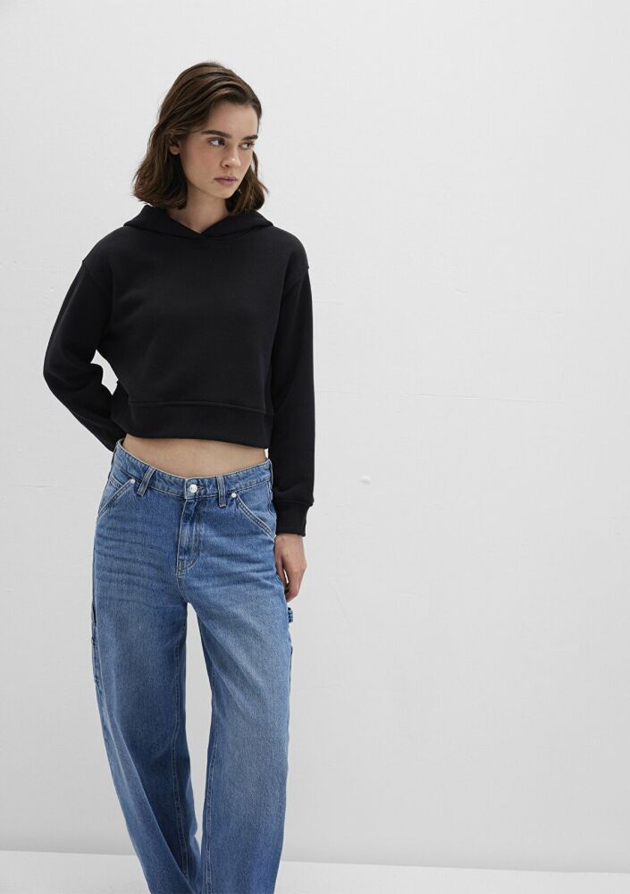 Mavi Kapişonlu Siyah Kadın Sweat 1S10386-900 - 3