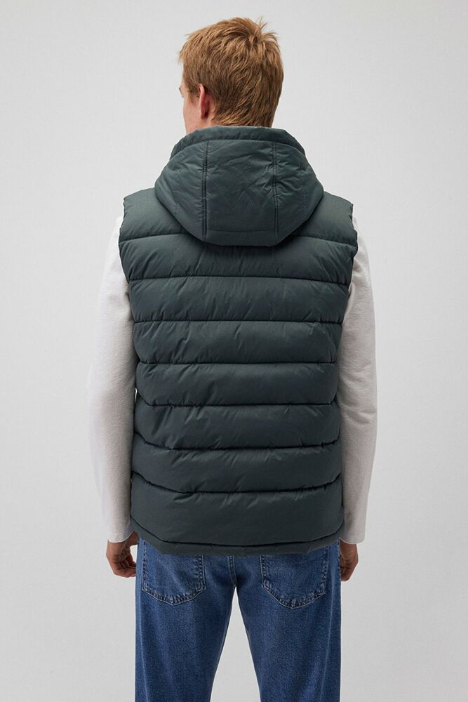 Mavi Kapişonlu Yosun Yeşili Erkek Yelek 010442-71598 - 4