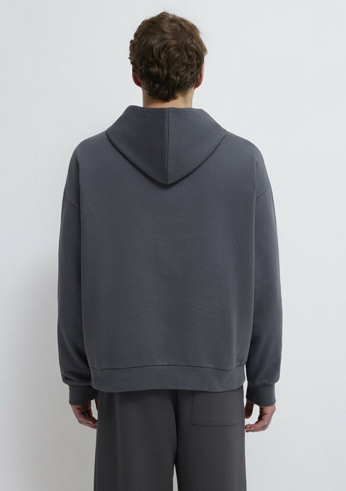 Mavi Kapüşonlu Antrasit Boxy Fit Erkek Sweatshirt 0S10416-80955 - 5