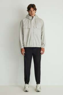 Mavi Kapuşonlu Ay Taşı Beji Erkek Gömlek 0211155-70144 - Mavi (1)