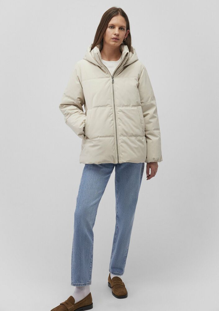 Mavi Kapüşonlu Bej Şişme Kadın Mont 1110445-70143 - 1