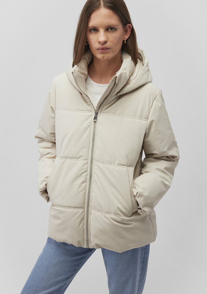 Mavi Kapüşonlu Bej Şişme Kadın Mont 1110445-70143 - 2