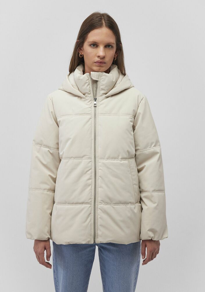 Mavi Kapüşonlu Bej Şişme Kadın Mont 1110445-70143 - 3