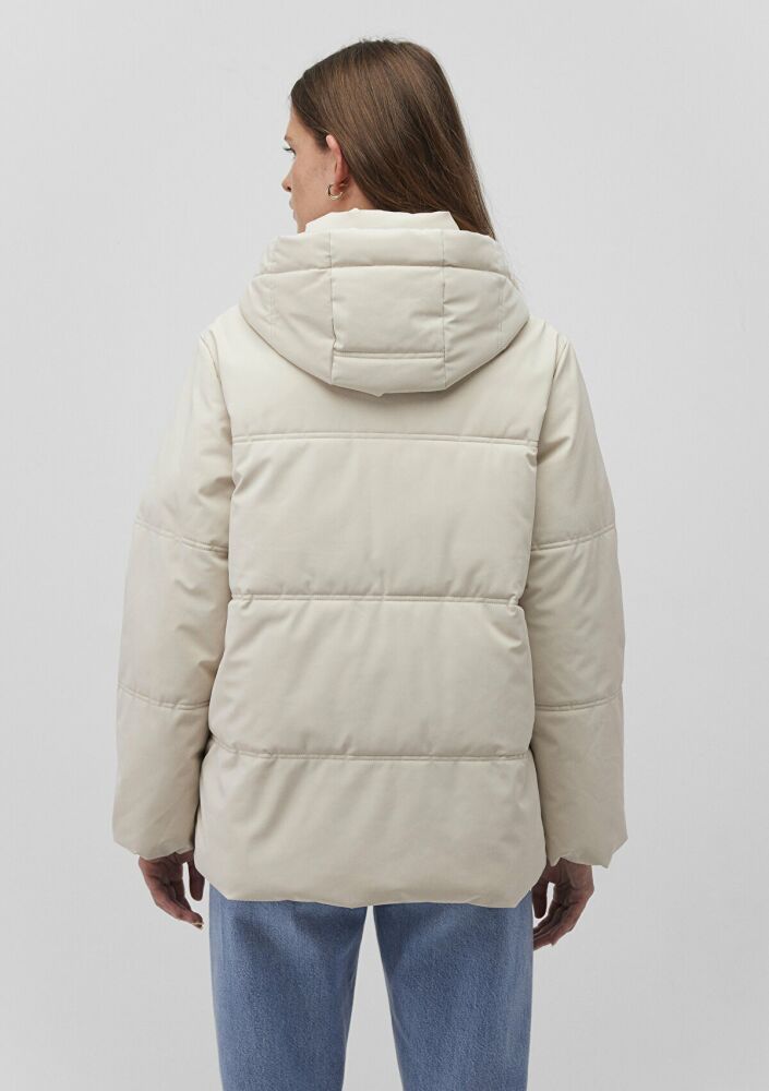 Mavi Kapüşonlu Bej Şişme Kadın Mont 1110445-70143 - 4