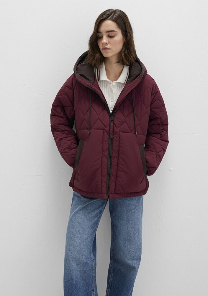 Mavi Kapüşonlu Bordo Loose Fit Kadın Ceket 1110499-90705
