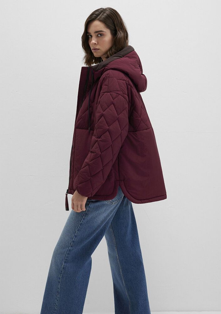 Mavi Kapüşonlu Bordo Loose Fit Kadın Ceket 1110499-90705 (1)