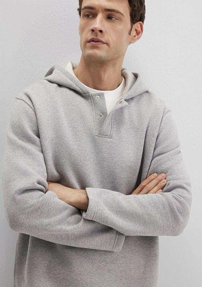 Mavi Kapüşonlu Gri Loose Fit Erkek Sweat 0S10518-80018