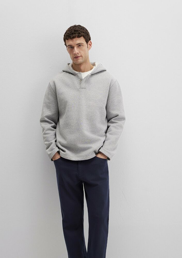 Mavi Kapüşonlu Gri Loose Fit Erkek Sweat 0S10518-80018 (1)