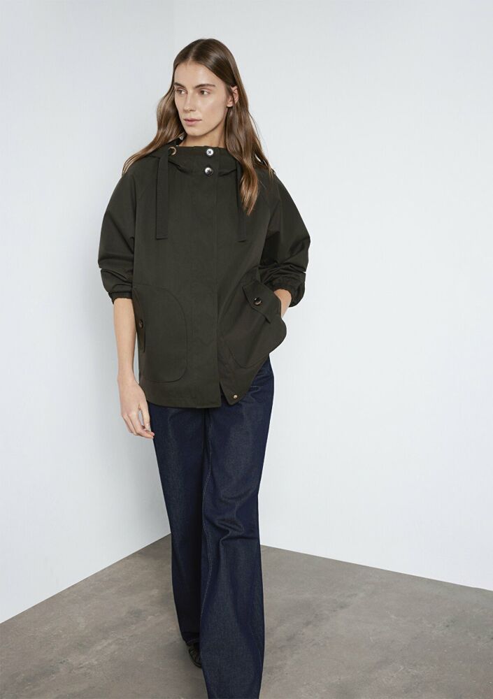 Mavi Kapüşonlu Haki Loose Fit Kadın Ceket 1110014-90707