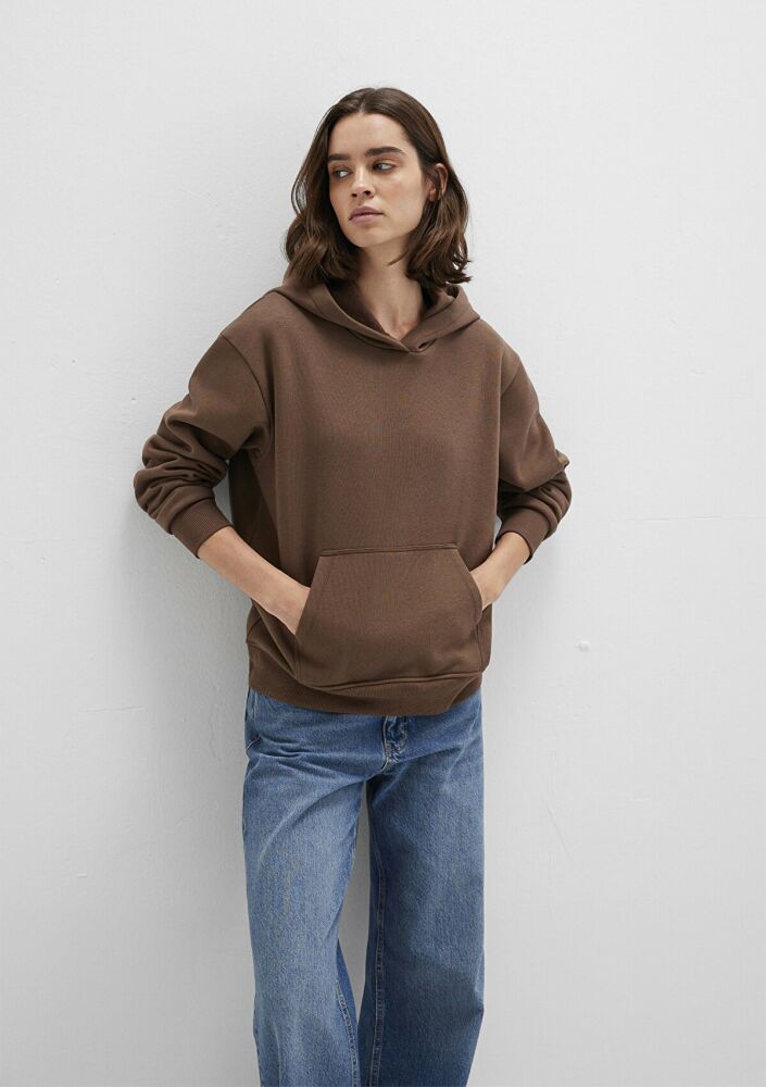 Mavi Kapüşonlu Kahverengi Basic Kadın Sweat 167299-81959 (1)