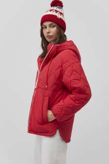 Mavi Kapüşonlu Koyu Kırmızı Kaın Ceket 1110499-70468 - Mavi (1)