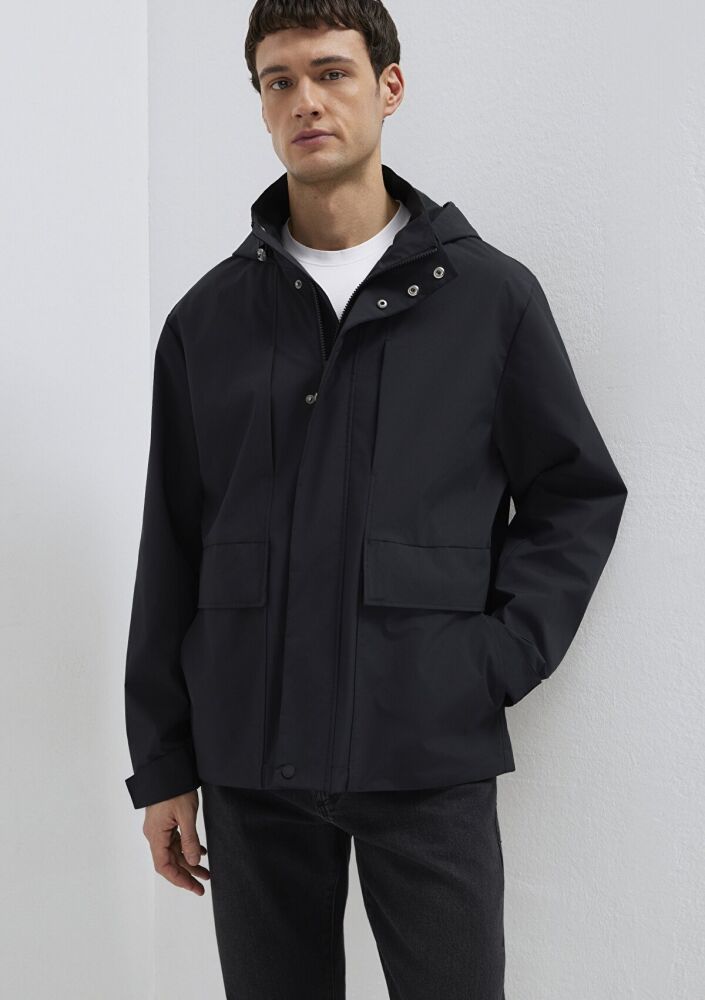 Mavi Kapüşonlu Siyah Loose Fit Erkek Ceket 0110757-71379