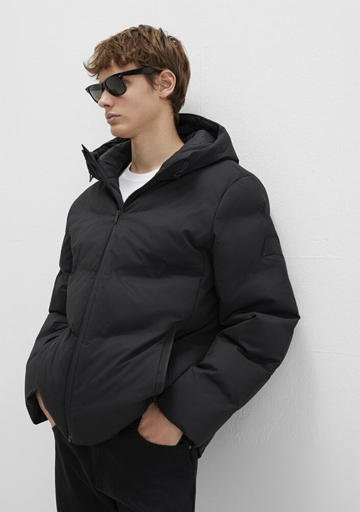 Mavi Kapüşonlu Siyah Loose Fit Erkek Mont 0110651-71379