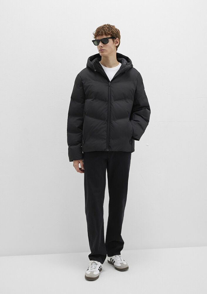 Mavi Kapüşonlu Siyah Loose Fit Erkek Mont 0110651-71379 (1)