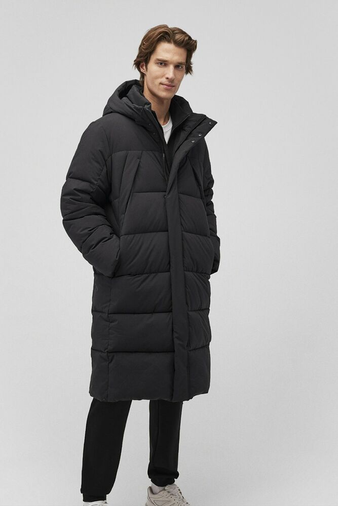 Mavi Kapüşonlu Siyah Parka 0110477-900 - 1