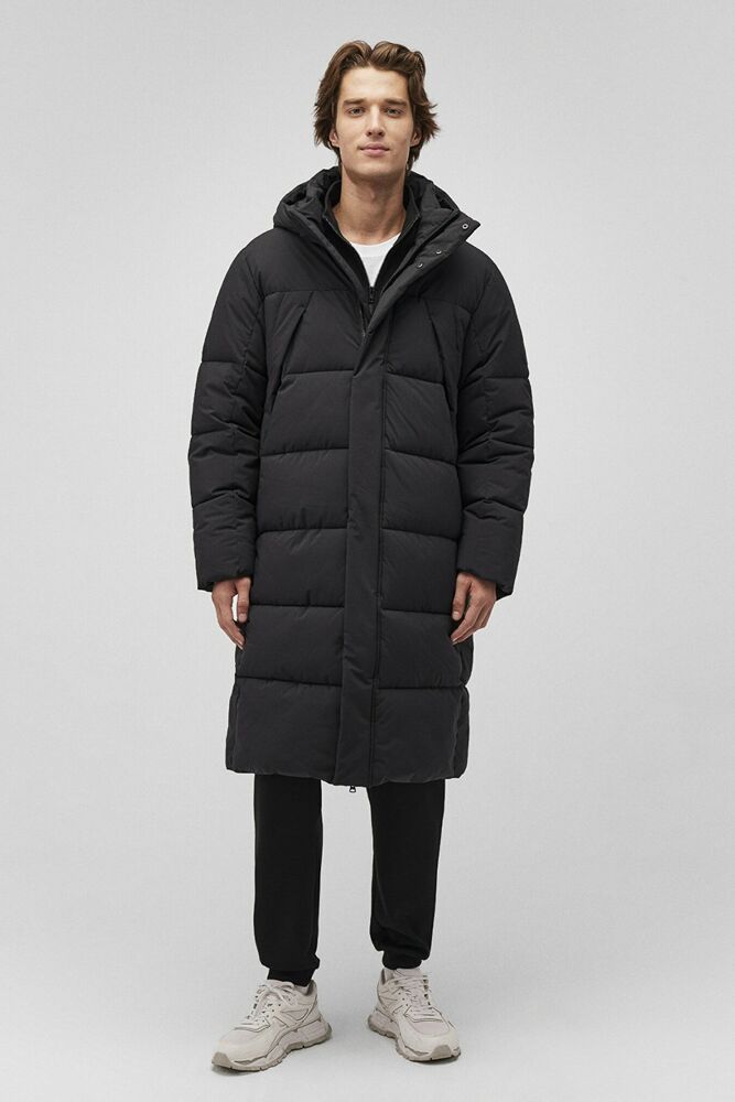 Mavi Kapüşonlu Siyah Parka 0110477-900 - 3