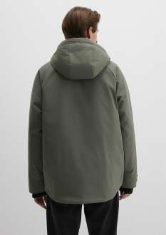 Mavi Kapüşonlu Soluk Koyu Yeşil Erkek Ceket 0110467-85485 - 4