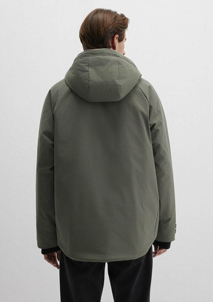 Mavi Kapüşonlu Soluk Koyu Yeşil Erkek Ceket 0110467-85485 - 4