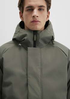 Mavi Kapüşonlu Soluk Koyu Yeşil Erkek Ceket 0110467-85485 - 5