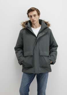 Mavi Kapüşonlu Yeşil Loose Fit Erkek Parka 0110472-71598 - Mavi (1)