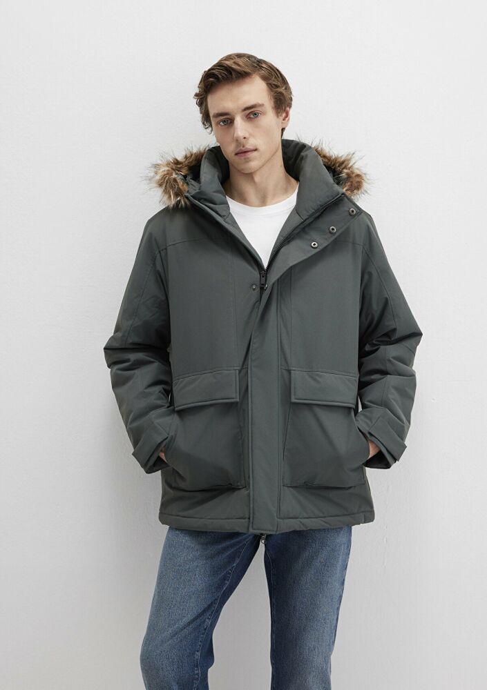 Mavi Kapüşonlu Yeşil Loose Fit Erkek Parka 0110472-71598 (1)