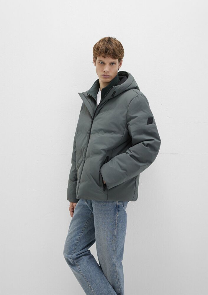 Mavi Kapüşonlu Yeşil Loose Fit Şişme Erkek Mont 0110651-71598 (1)