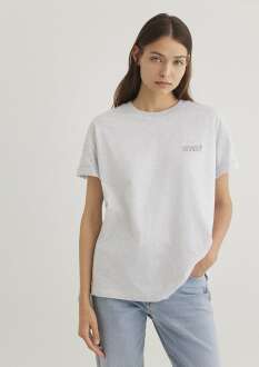 Mavi Kar Gri Melanj Kadın Tişört 1611309-85438 - Mavi (1)