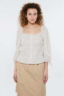 Mavi Karo Baskılı Kadın Bluz 1210403-84552 - Mavi (1)