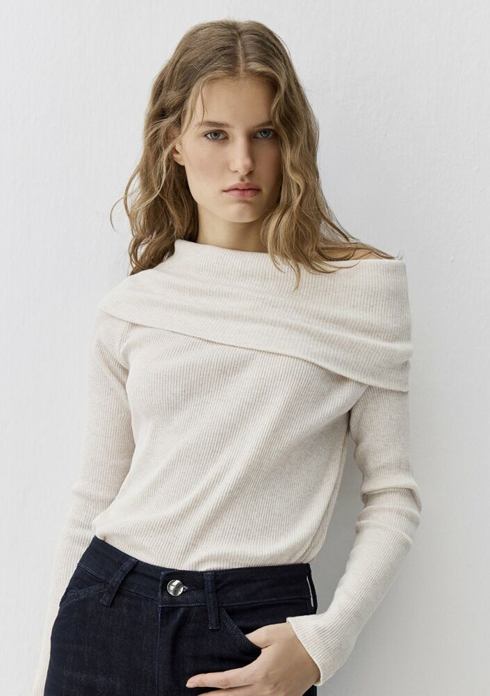 Mavi Kaşmir Karışımlı Ekru Kadın Sweat 1613651-91336