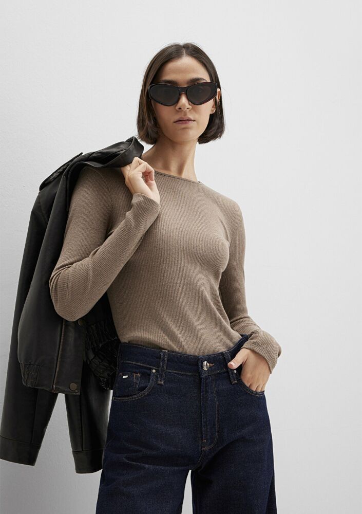 Mavi Kaşmir Karışımlı Kahverengi Uzun Kollu Basic Kadın Sweat 1613655-91335 - 1