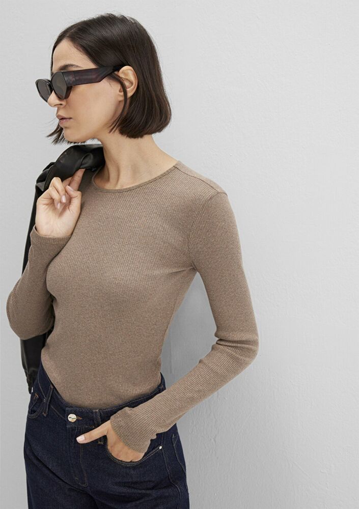 Mavi Kaşmir Karışımlı Kahverengi Uzun Kollu Basic Kadın Sweat 1613655-91335 - 4